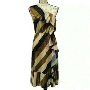 Lumina shimmering off the shoulder midi dress for women size 6